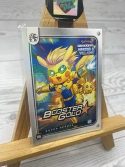 Pikachu as Booster Gold #116 Holo DC Heroes & Villains Non-Pokemon Fan Art Card - Image 2