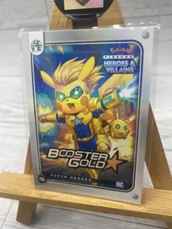 Pikachu as Booster Gold #116 Holo DC Heroes & Villains Non-Pokemon Fan Art Card - Image 3
