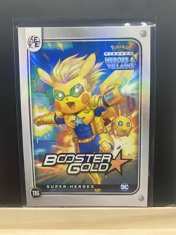 Pikachu as Booster Gold #116 Holo DC Heroes & Villains Non-Pokemon Fan Art Card - Image 5