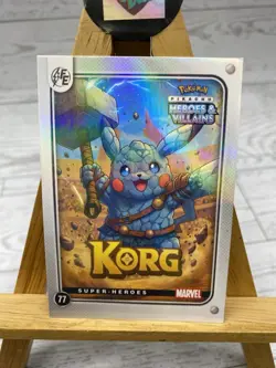 Pikachu as Cosplay Korg Heroes & Villains Non- Pokemon Fan Art Trading Card - Image 2