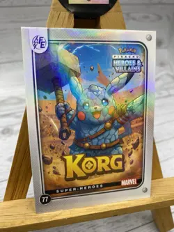 Pikachu as Cosplay Korg Heroes & Villains Non- Pokemon Fan Art Trading Card - Image 3
