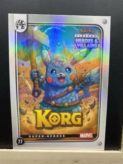 Pikachu as Cosplay Korg Heroes & Villains Non- Pokemon Fan Art Trading Card - Image 5