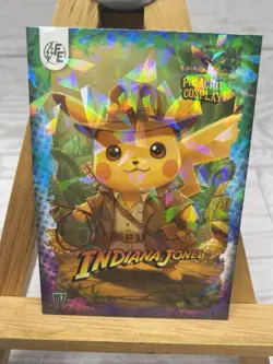 Pikachu as Cosplay Indiana Jones Non- Pokemon Fan Art Cracked Ice Trading Card - Image 2