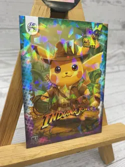 Pikachu as Cosplay Indiana Jones Non- Pokemon Fan Art Cracked Ice Trading Card - Image 3