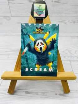 Pikachu Cosplay As Ghost Face - Scream Box Hit Non-Pokemon / Horror Fan Art Card - Image 1