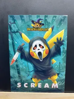 Pikachu Cosplay As Ghost Face - Scream Box Hit Non-Pokemon / Horror Fan Art Card - Image 5