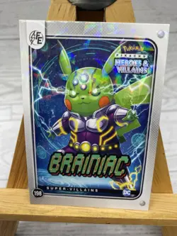 Pikachu as Cosplay Brainiac Heroes & Villains Non-Pokemon Cracked Ice Holo Card - Image 2