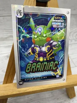 Pikachu as Cosplay Brainiac Heroes & Villains Non-Pokemon Cracked Ice Holo Card - Image 3