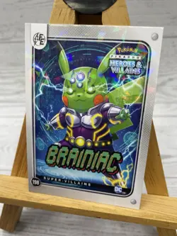 Pikachu as Cosplay Brainiac Heroes & Villains Non-Pokemon Cracked Ice Holo Card - Image 4