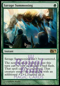 Savage Summoning 1x FOIL MTG M14 2014 Core Set Rare MINT green - Image 1