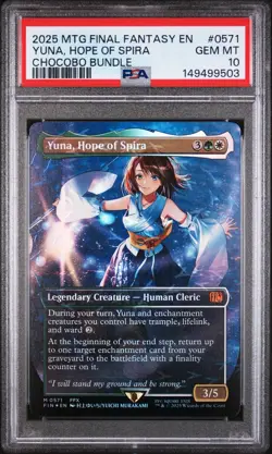 Yuna, Hope of Spira - MTG Final Fantasy Chocobo Track Foil English #0571 PSA 10 - Image 1