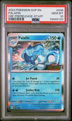 2023 Pokemon Black Star Promo #036 Palafin Obf Prerelease-Staff PSA 10 Pop 11 - Image 1