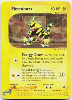 Electabuzz 76/165 Uncommon Expedition Base Set Pokemon Damaged - Image 1