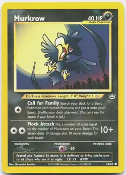 Murkrow 46/64 Common Neo Revelation Pokemon Unlimited Lightly Played - Image 1