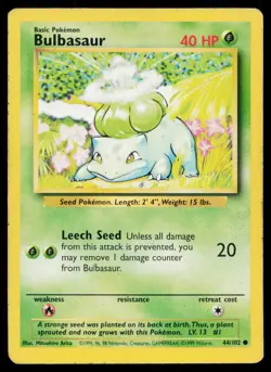Bulbasaur 44/102 C Base Set Unlimited Pokemon DMG - Image 1