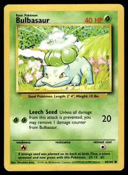 BULBASAUR - 44/102 Common Base Set Unlimited Pokemon MP - Image 1