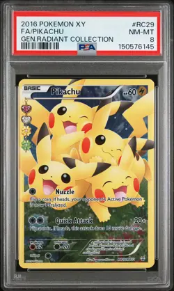 2016 POKEMON XY GENERATIONS RADIANT COLLECTION #RC29 FULL ART/PIKACHU PSA 8 - Image 1