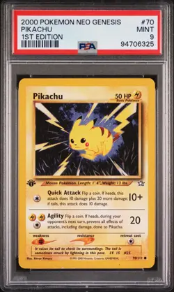2000 POKEMON NEO GENESIS 1ST EDITION #70 PIKACHU PSA 9 - Image 1