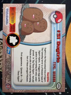 1999 Topps Pokemon TV Animation Edition Series 1 #51 Dugtrio Foil - Image 2