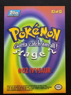 1999 Topps Pokemon the First Movie #E2 #02 Ivysaur - Stage Blue Topps Logo - Image 2