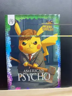 Pikachu as Cosplay Patrick Bateman American Psycho Holo Non- Pokemon Fan Art - Image 5