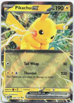 Pikachu ex 028/131 Double Rare Prismatic Evolutions Pokemon Holo Near Mint - Image 1