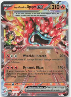 Hearthflame Mask Ogerpon ex 017/131 Holo Prismatic Evolutions Pokemon NM - Image 1