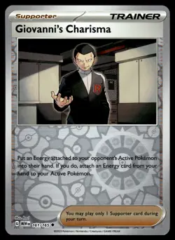 GIOVANNI'S CHARISMA - 161/165 - POKEMON 151 MEW ENGLISH - REVERSE HOLO - NM - Image 1