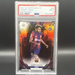 Topps UEFA Club Competitions Lamine Yamal RC Inferno Foil #64 PSA 9 Barca - Image 1