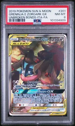 Pokemon PSA 8 Greninja & Zoroark Gx #201 FA Legami Inossidabili 2019 Italiano - Image 2