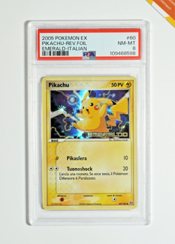 Pokemon PSA 8 Pikachu #60 Ex Smeraldo Reverse Foil 2005 Italiano - Image 1
