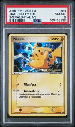 Pokemon PSA 8 Pikachu #60 Ex Smeraldo Reverse Foil 2005 Italiano - Image 2