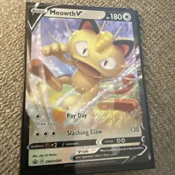 POKEMON BLACK STAR PROMO MEOWTH V #SWSH004 HOLO FOIL CARD CGC - Image 1