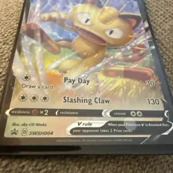 POKEMON BLACK STAR PROMO MEOWTH V #SWSH004 HOLO FOIL CARD CGC - Image 2