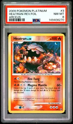 2009 POKEMON PLATINUM ARCEUS 3 HEATRAN-REVERSE FOIL PSA 8 - Image 1