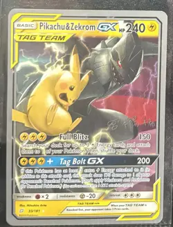 Pikachu & Zekrom GX TAG TEAM 240 HP 33/181 WC 2019 English Holo UR - Image 1