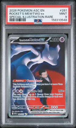 2026 POKEMON ASC EN-ASCENDED HEROES #281 TEAM ROCKET'S MEWTWO EX PSA 9 - Image 1