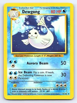Dewgong 25/102 Uncommon Base Set Unlimited Pokemon Heavily Played - Image 1