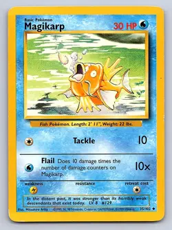 Magikarp 35/102 Uncommon Base Set Unlimited Pokemon Heavily Played - Image 1
