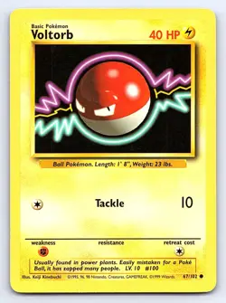 Voltorb 67/102 Common Base Set Unlimited Pokemon Heavily Played - Image 1