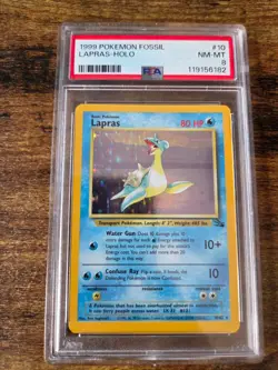 1999 Pokemon Fossil Lapras Holo PSA 8 NM-Mint 10/62 - Image 1