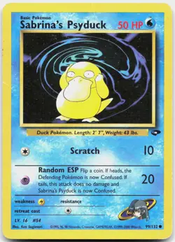 Sabrina's Psyduck 99/132 Common Gym Challenge Pokemon Unlimited Heavily Played - Image 1