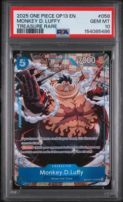 2025 ONE PIECE OP13-CARRYING ON HIS WILL TREASURE RARE MONKEY D. LUFFY PSA 10 - Image 1