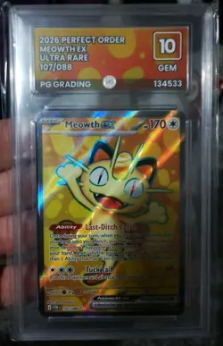 🔥Meowth ex SR | 107/088 Perfect Order 2026 Pokemon TCG | PG 10🔥 - Image 1