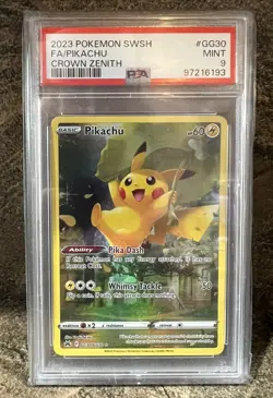 2023 POKEMON SWORD & SHIELD CROWN ZENITH #GG30 FULL ART/PIKACHU PSA 9 - Image 1