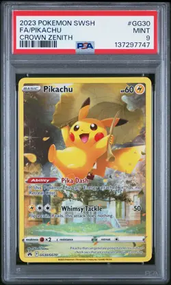 2023 POKEMON SWORD & SHIELD CROWN ZENITH #GG30 FULL ART/PIKACHU PSA 9 - Image 1