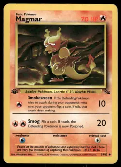 Pokemon Cards Magmar 39/62 1ST EDITION Fossil WOTC Uncommon NM *2 - Image 1