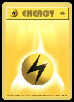 Pokemon Cards Lightning Energy 100/102 1st Edition Shadowless Common LP *1 - Image 1