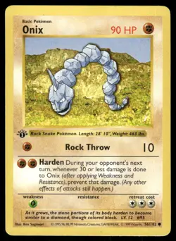 Pokemon Cards Onix 56/102 1st Edition Base Set Shadowless Common NM *4 - Image 1