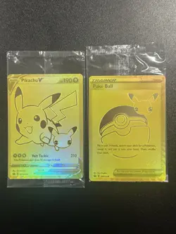 Pokemon Celebrations Pikachu V & PokeBall Gold Promos SWSH145 & SWSH146 - Sealed - Image 1